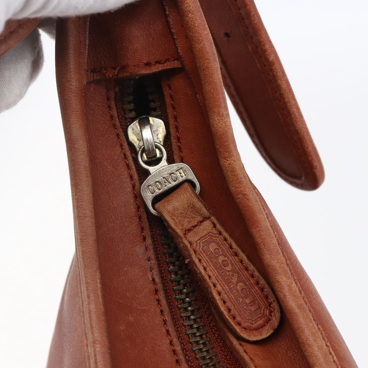 Coach Shoulder Bag Leather Brown Gold Auth gh1263