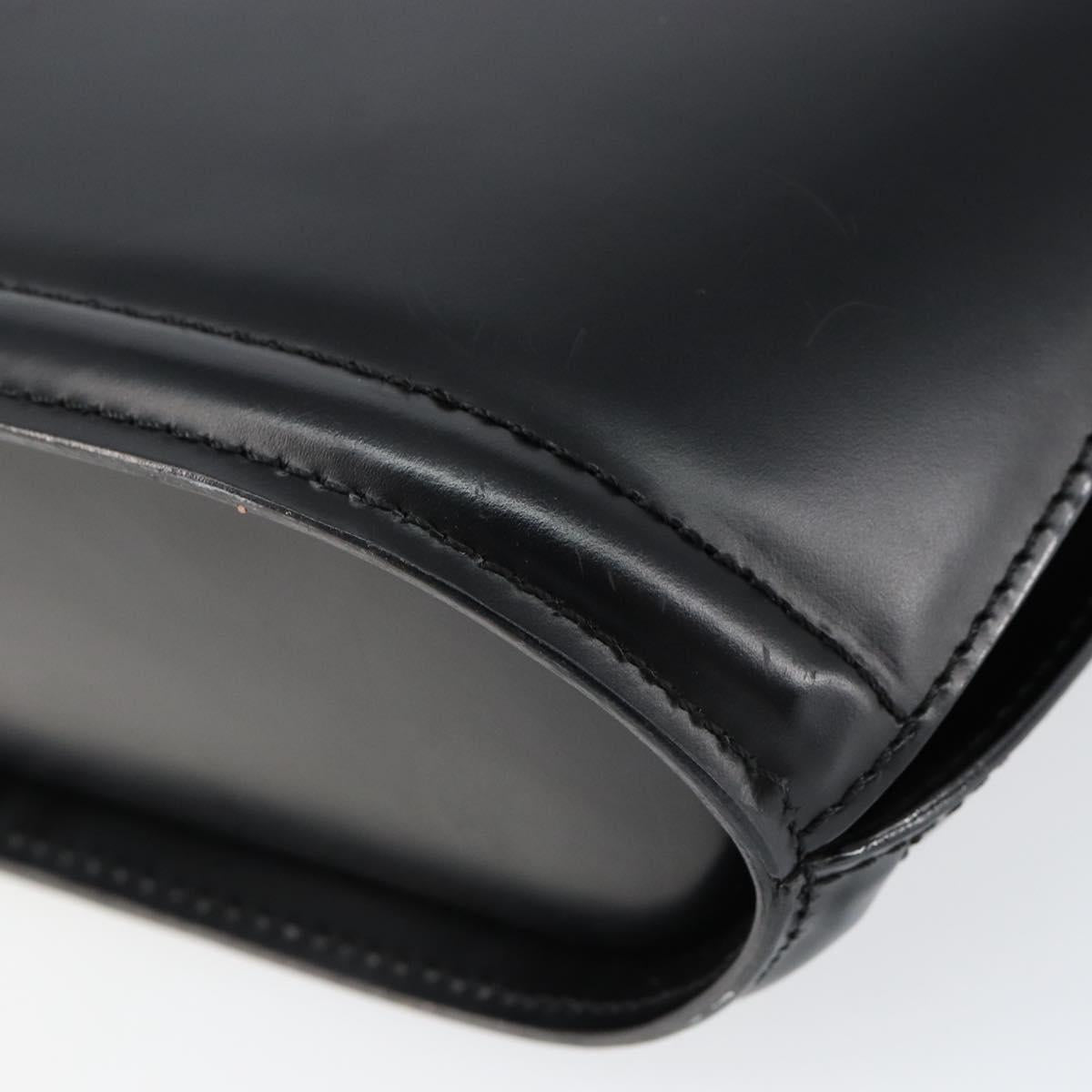 BALLY Hand Bag Leather Black Gold Auth gh1264