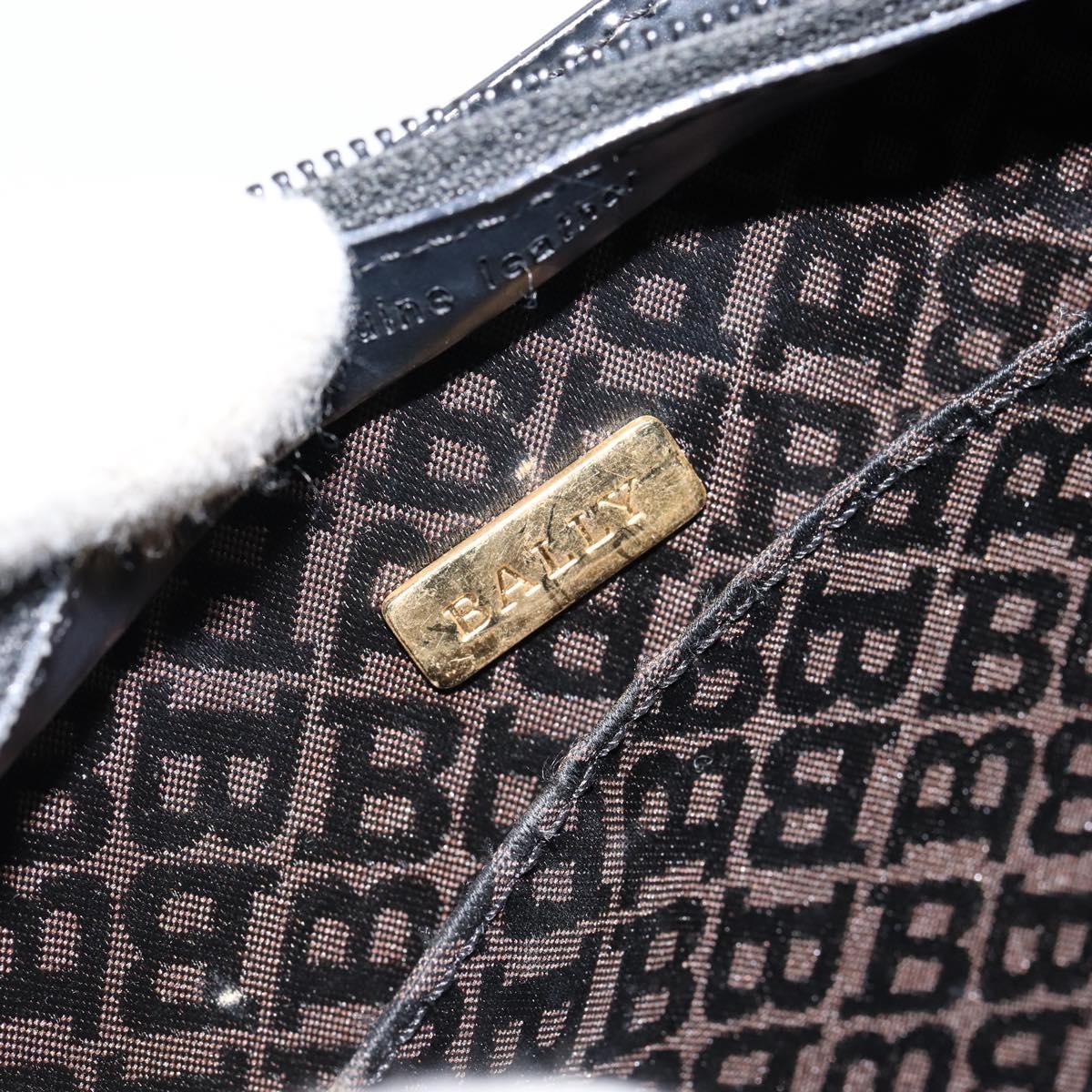 BALLY Hand Bag Leather Black Gold Auth gh1264