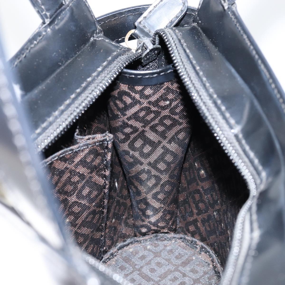 BALLY Hand Bag Leather Black Gold Auth gh1264