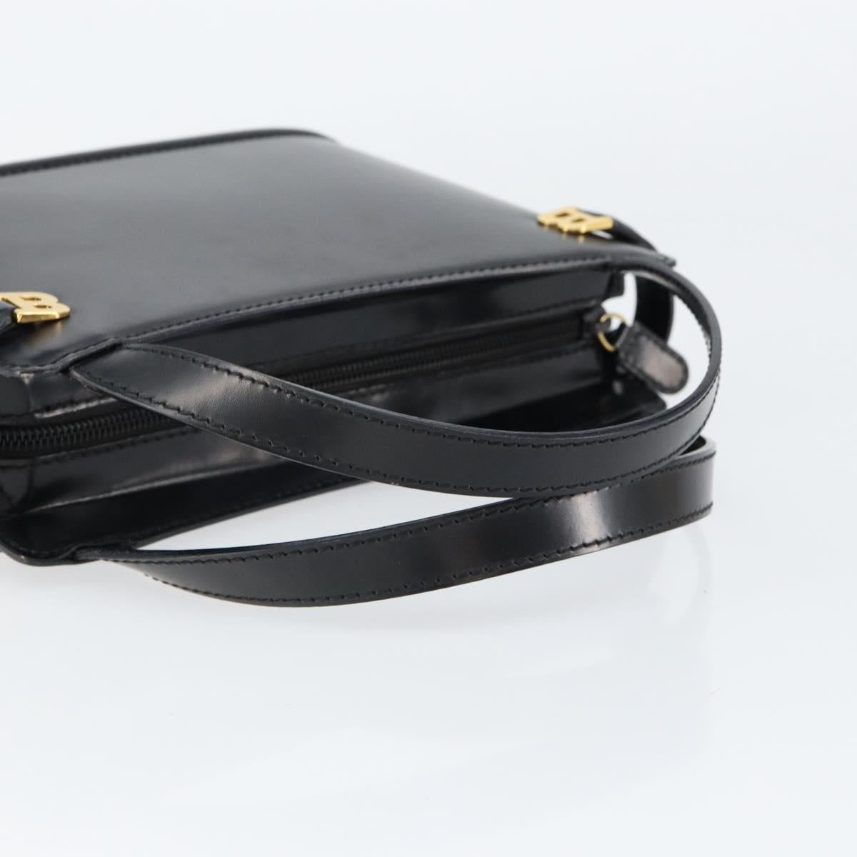 BALLY Hand Bag Leather Black Gold Auth gh1264