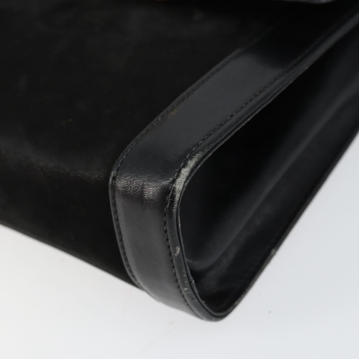 Salvatore Ferragamo Gancini Shoulder Bag Leather Black Gold Auth gh1266