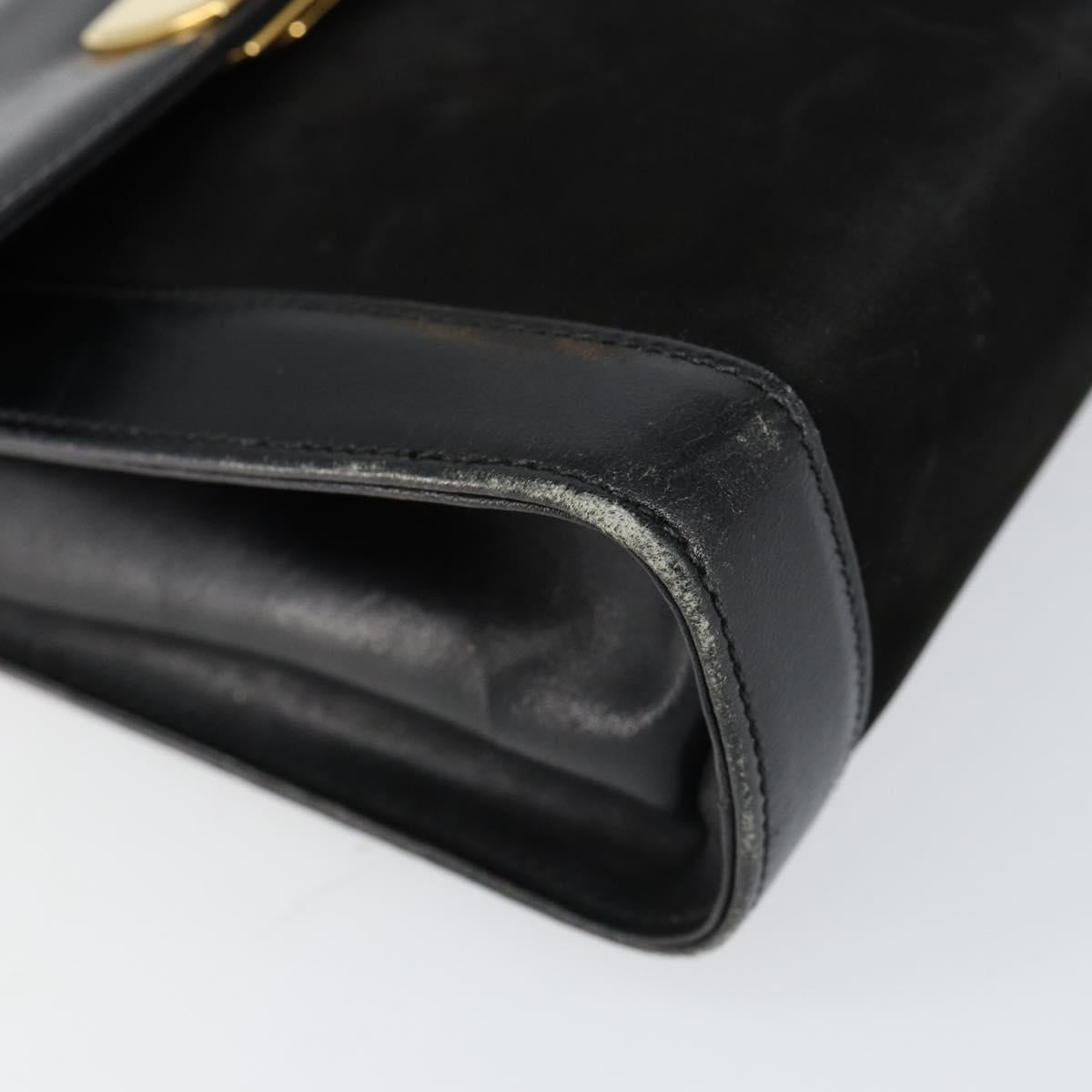 Salvatore Ferragamo Gancini Shoulder Bag Leather Black Gold Auth gh1266