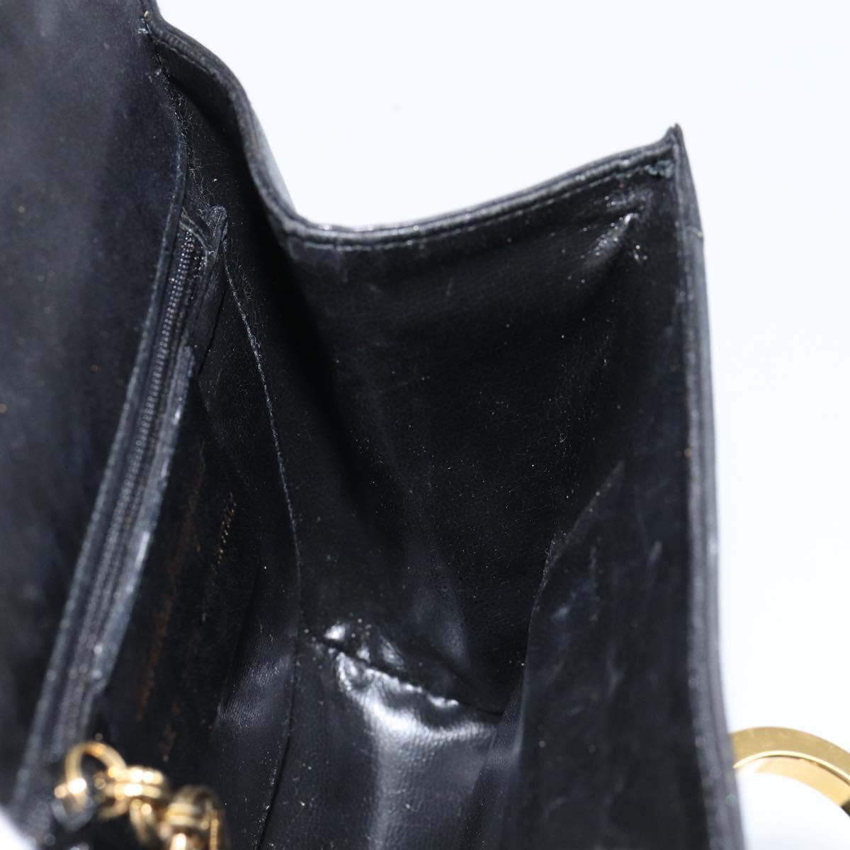 Salvatore Ferragamo Gancini Shoulder Bag Leather Black Gold Auth gh1266