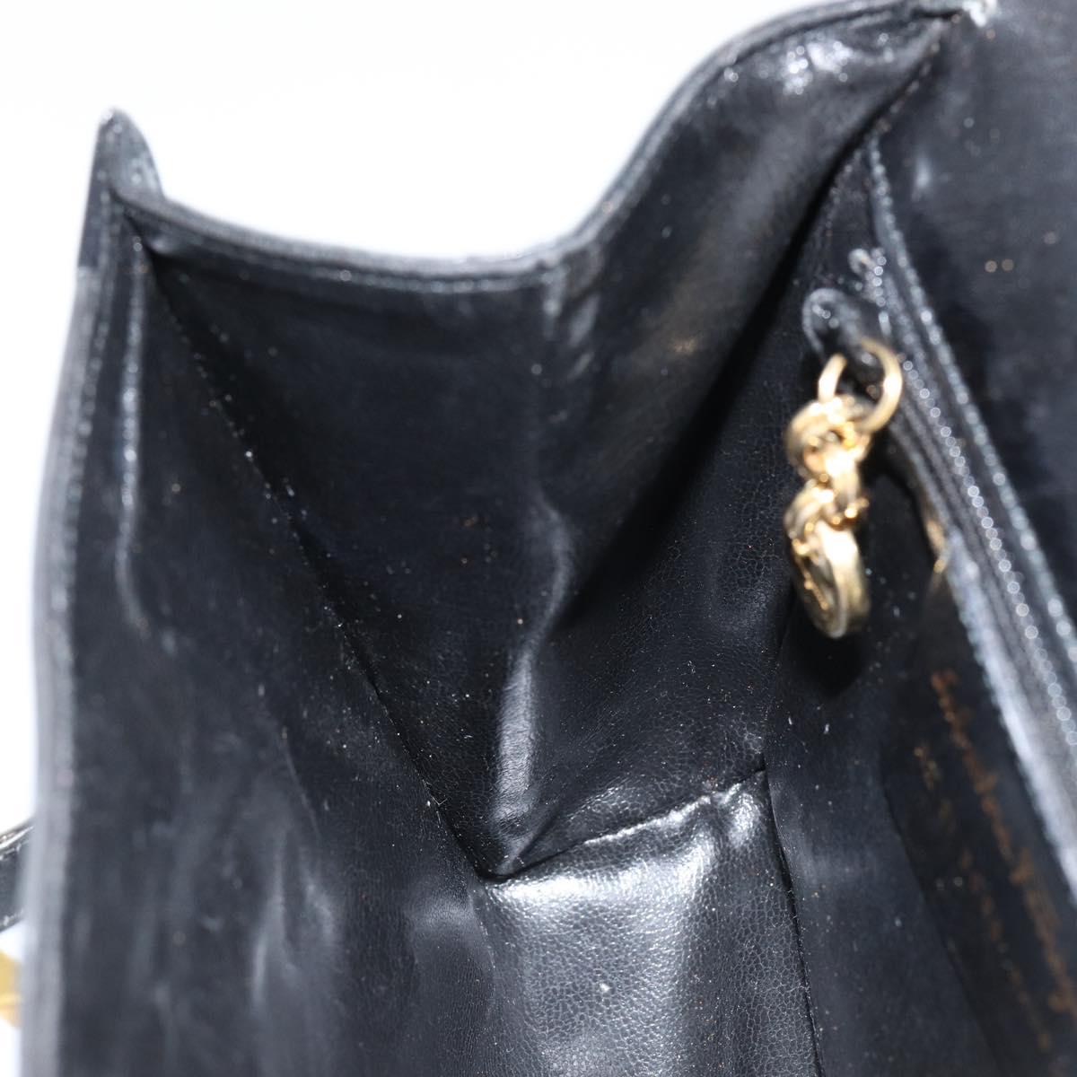 Salvatore Ferragamo Gancini Shoulder Bag Leather Black Gold Auth gh1266