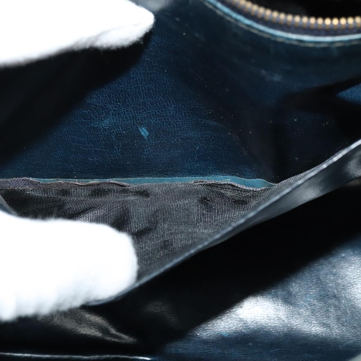 CELINE C Sulky Shoulder Bag Canvas Navy Gold Auth gh127