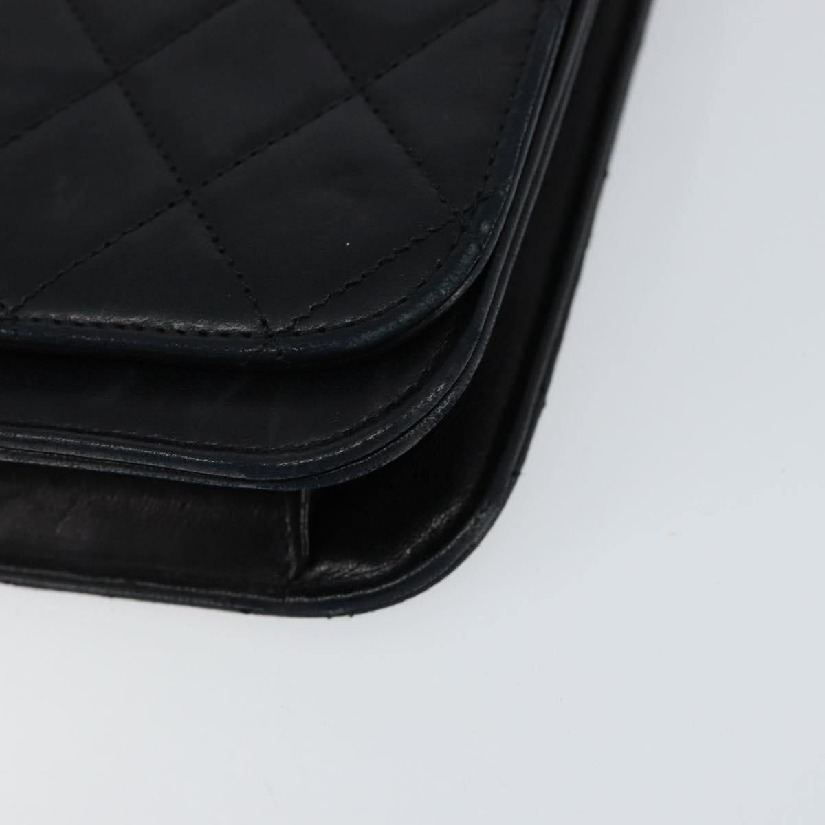 CHANEL Matelasse Chain Shoulder Bag Lamb Skin Black Gold CC Auth gh1276