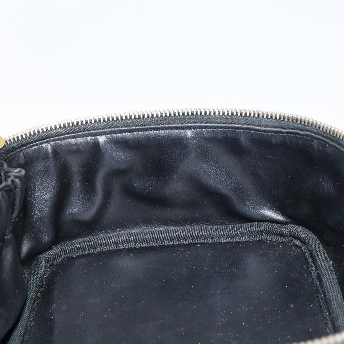 CHANEL COCO Mark Vanity Pouch Caviar Skin Black Gold CC Auth gh1283