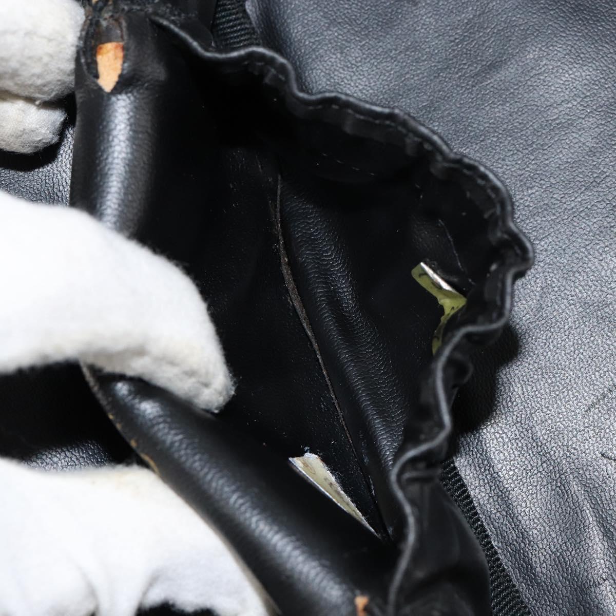 CHANEL COCO Mark Vanity Pouch Caviar Skin Black Gold CC Auth gh1283