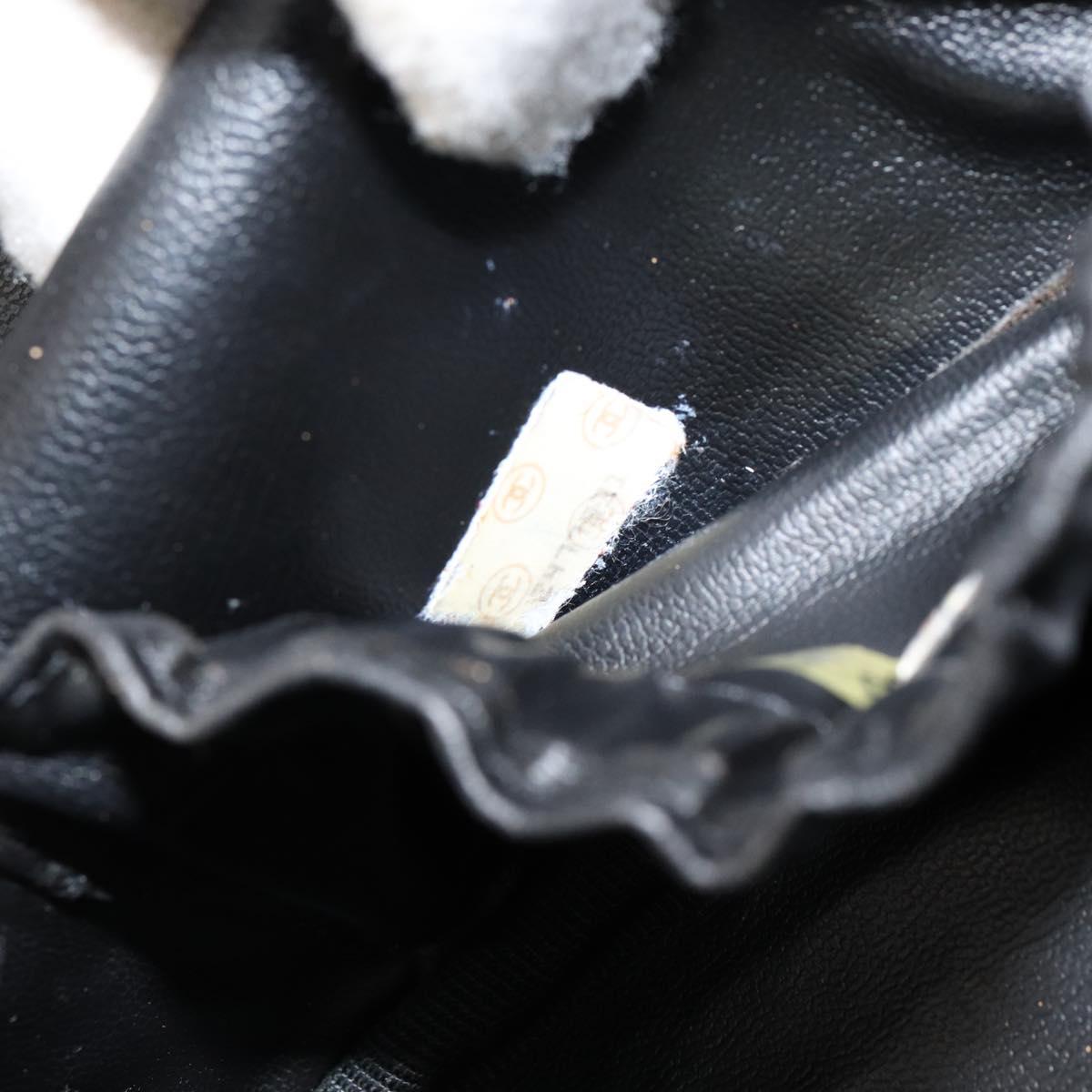 CHANEL COCO Mark Vanity Pouch Caviar Skin Black Gold CC Auth gh1283