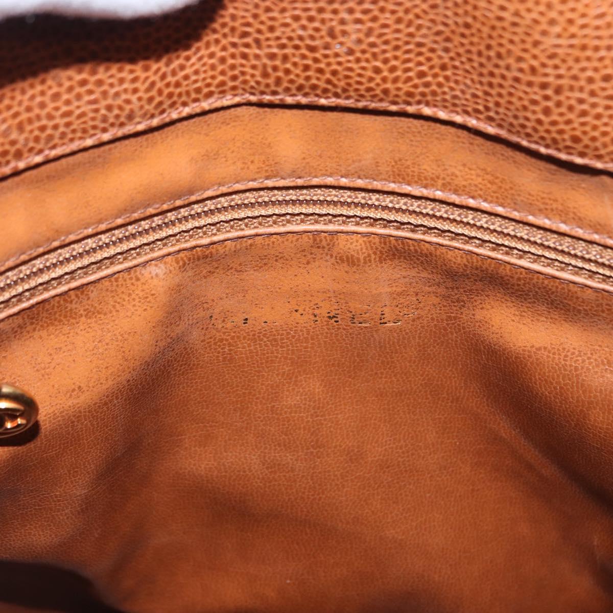 CHANEL Matelasse Big Coco Shoulder Bag Caviar Skin Brown Gold CC Auth gh1285