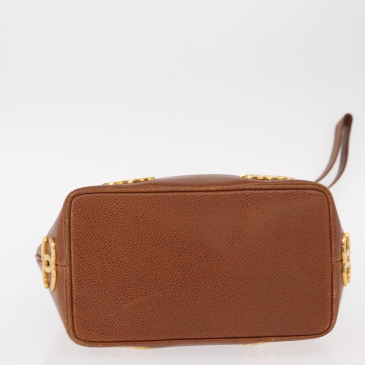 CHANEL Matelasse Big Coco Shoulder Bag Caviar Skin Brown Gold CC Auth gh1285