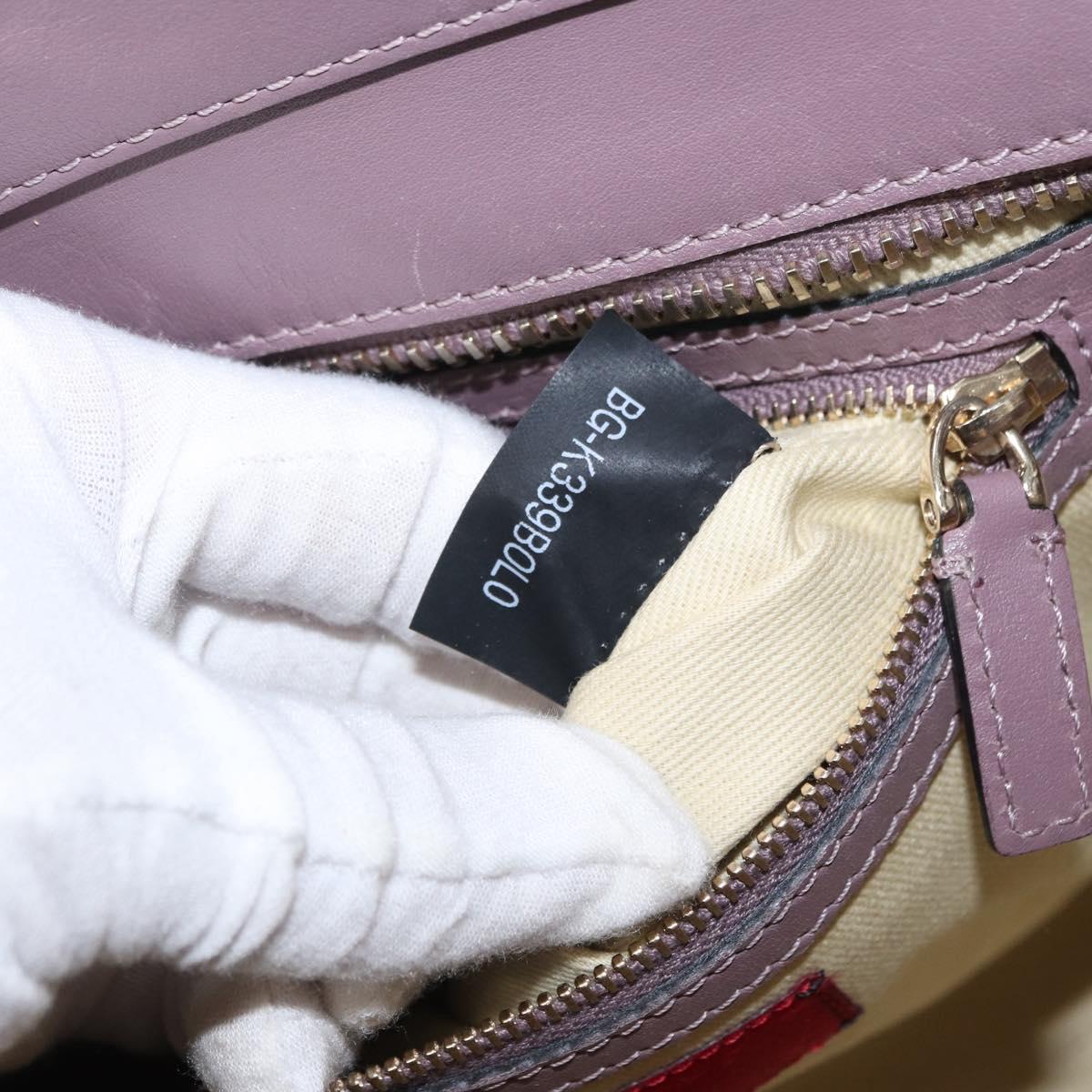 VALENTINO Studs Hand Bag Leather 2way Purple Gold Auth gh1289