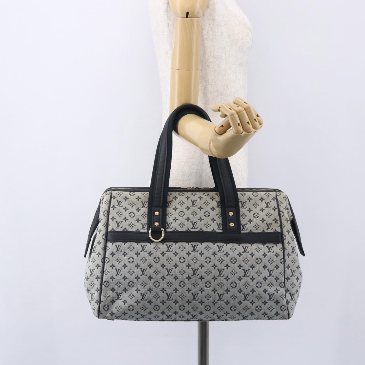 LOUIS VUITTON Monogram Mini Josephine GM Hand Bag Blue M92211 LV Auth gh1293