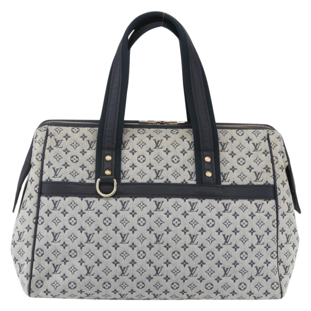 LOUIS VUITTON Monogram Mini Josephine GM Hand Bag Blue M92211 LV Auth gh1293