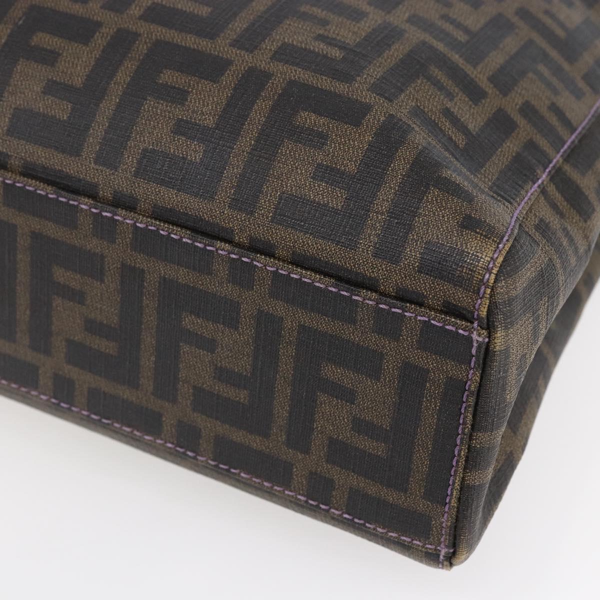 FENDI Zucca Canvas Tote Bag PVC Black Brown Auth gh1295