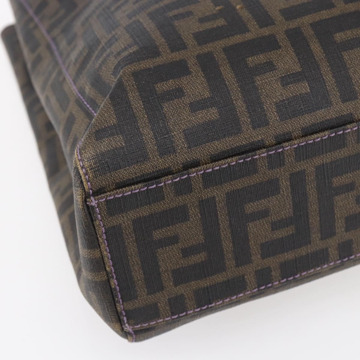 FENDI Zucca Canvas Tote Bag PVC Black Brown Auth gh1295