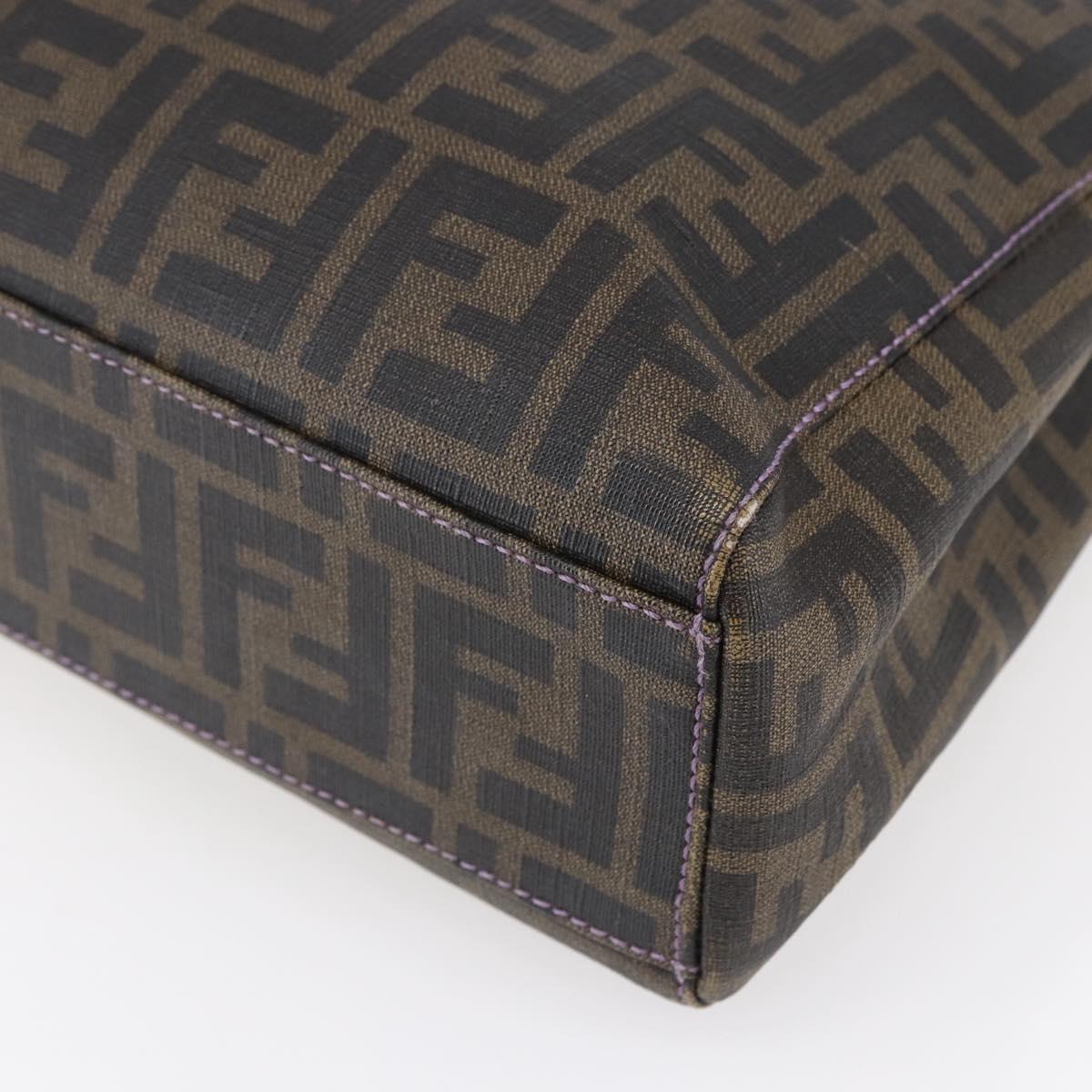 FENDI Zucca Canvas Tote Bag PVC Black Brown Auth gh1295