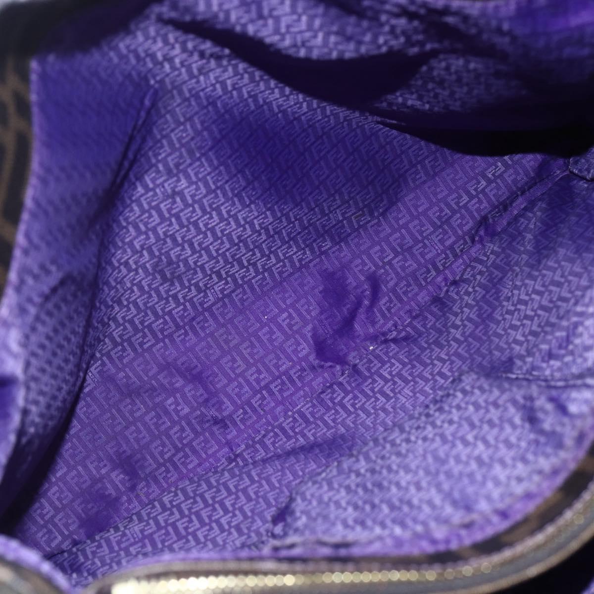 FENDI Zucca Canvas Tote Bag PVC Black Brown Auth gh1295