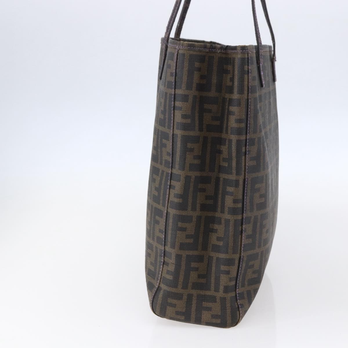 FENDI Zucca Canvas Tote Bag PVC Black Brown Auth gh1295