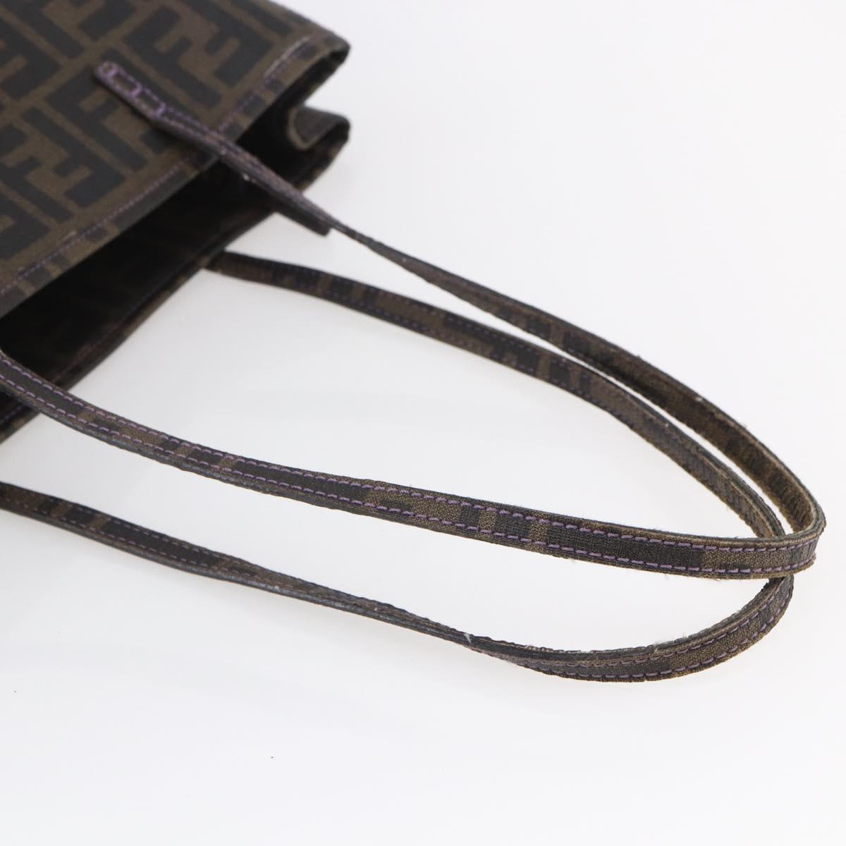 FENDI Zucca Canvas Tote Bag PVC Black Brown Auth gh1295