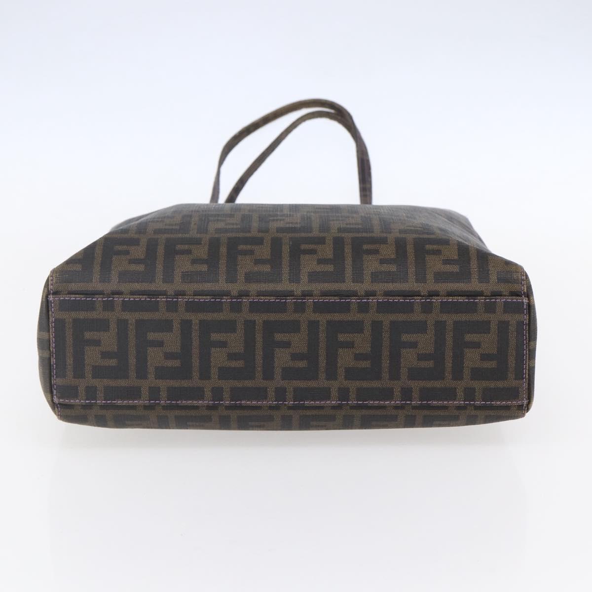 FENDI Zucca Canvas Tote Bag PVC Black Brown Auth gh1295