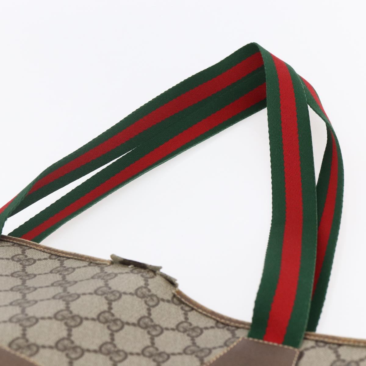 GUCCI GG Supreme Web Sherry Line Bag PVC Beige Gold 002 983 0163 Auth gh1297