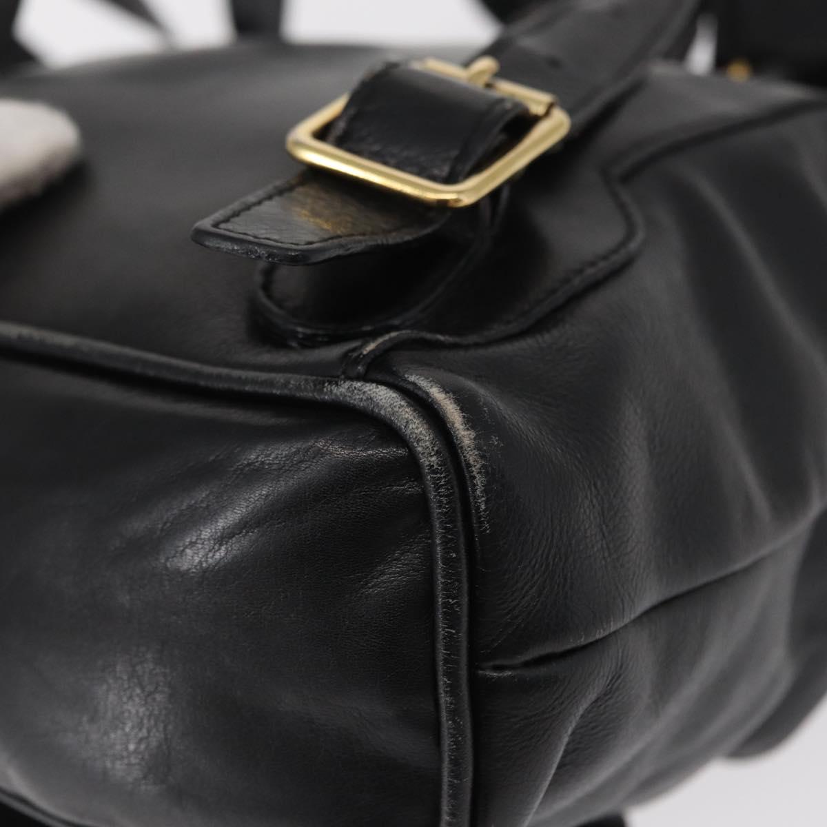 GUCCI Bamboo Backpack Leather Black Gold 003 1705 0030 Auth gh1298A