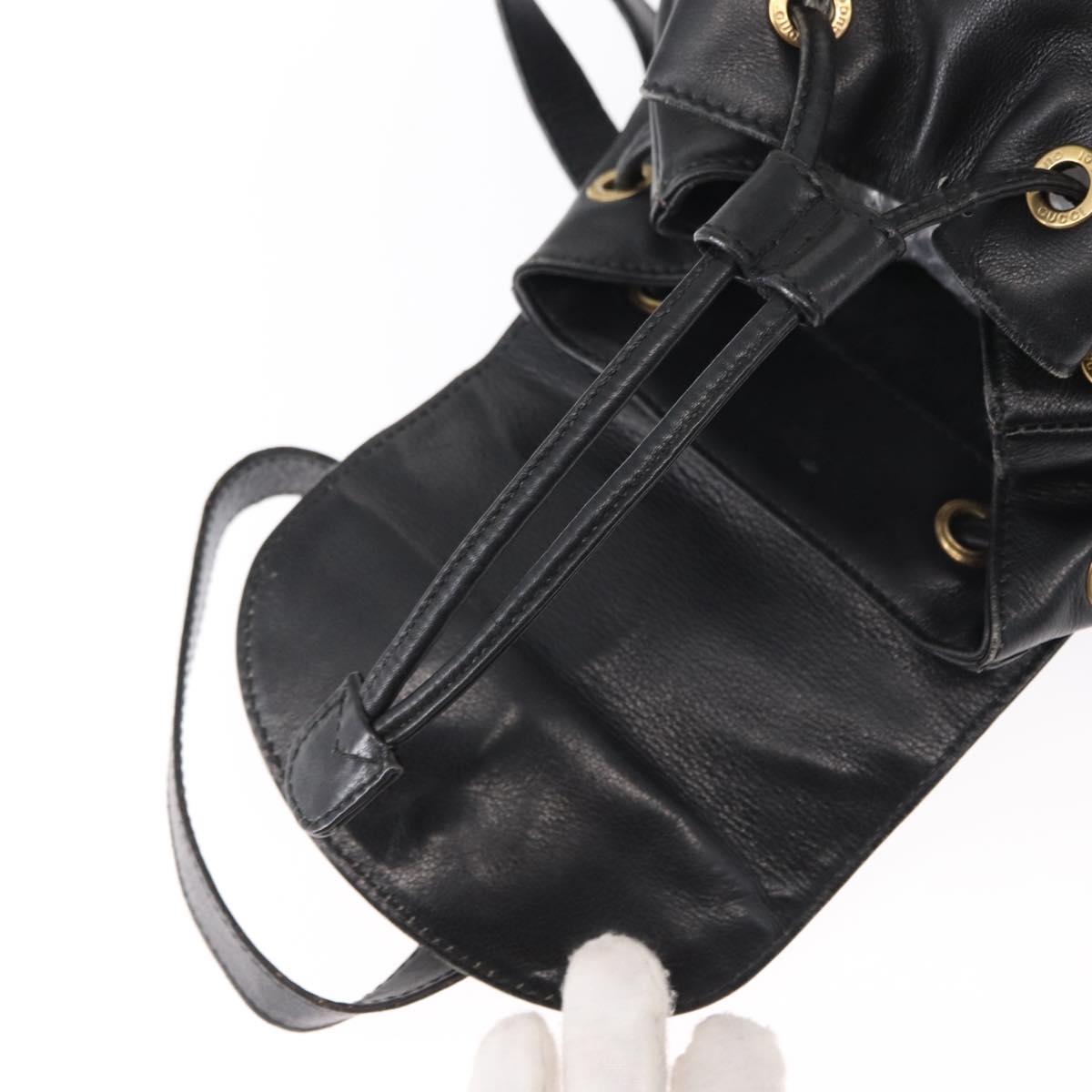 GUCCI Bamboo Backpack Leather Black Gold 003 1705 0030 Auth gh1298