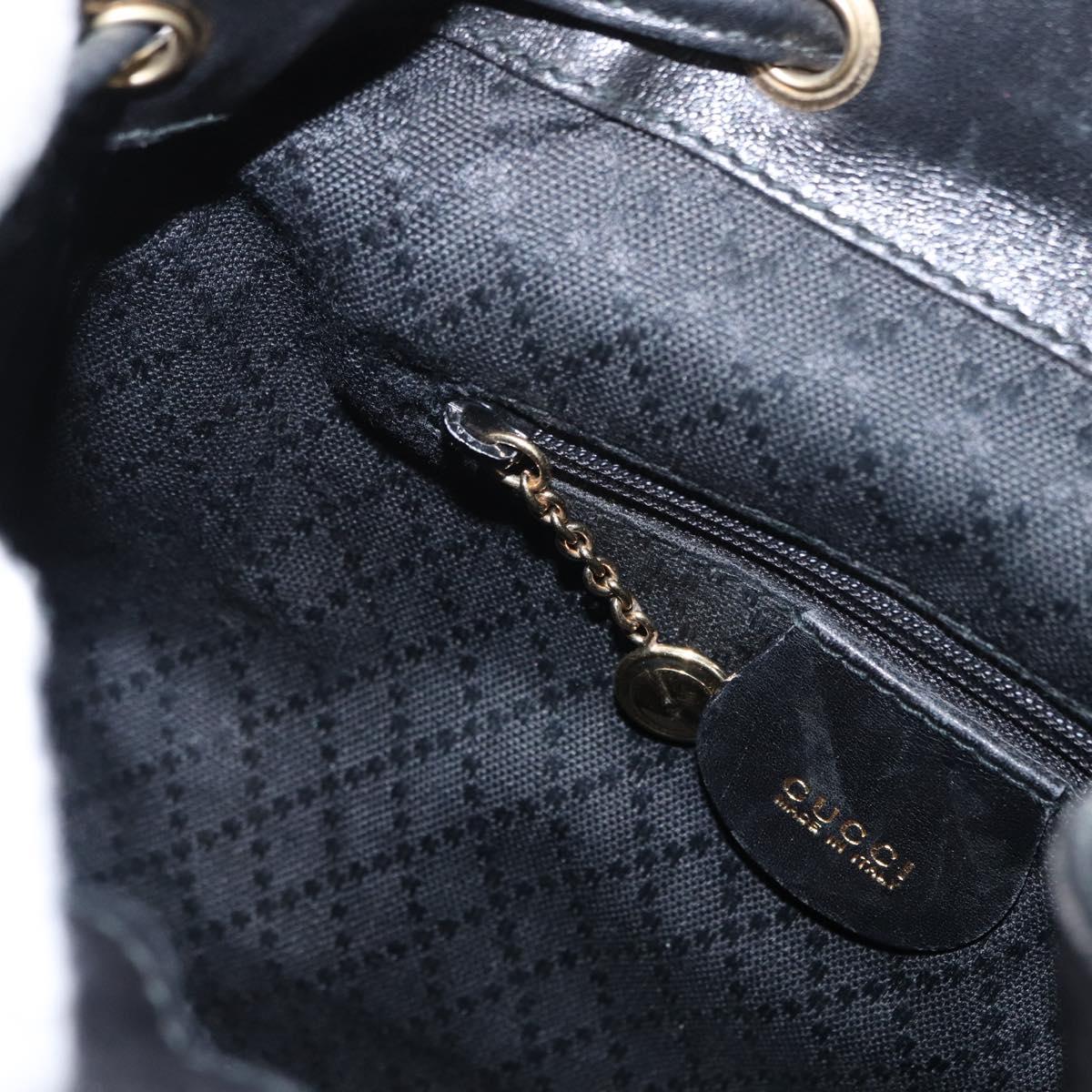 GUCCI Bamboo Backpack Leather Black Gold 003 1705 0030 Auth gh1298A