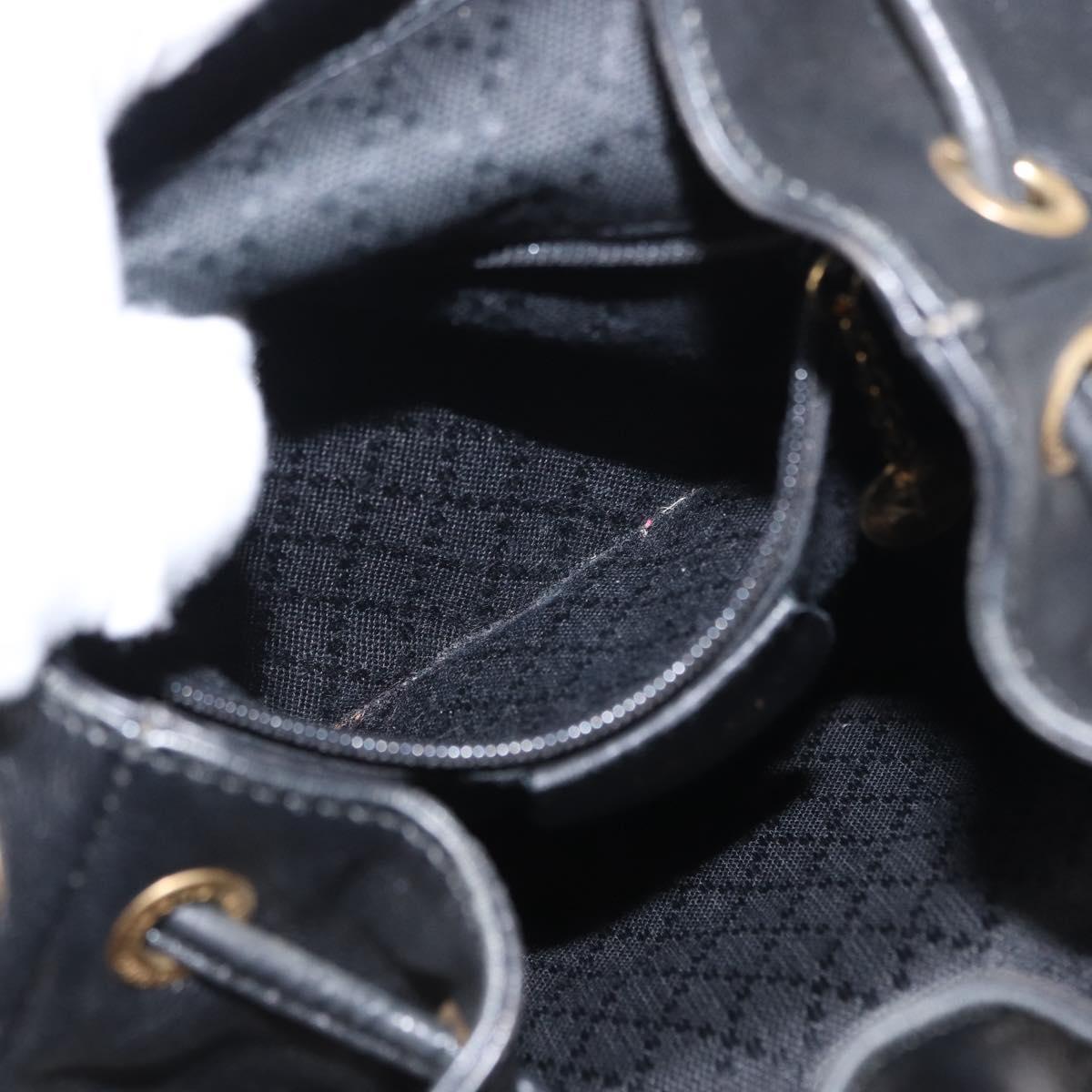 GUCCI Bamboo Backpack Leather Black Gold 003 1705 0030 Auth gh1298A