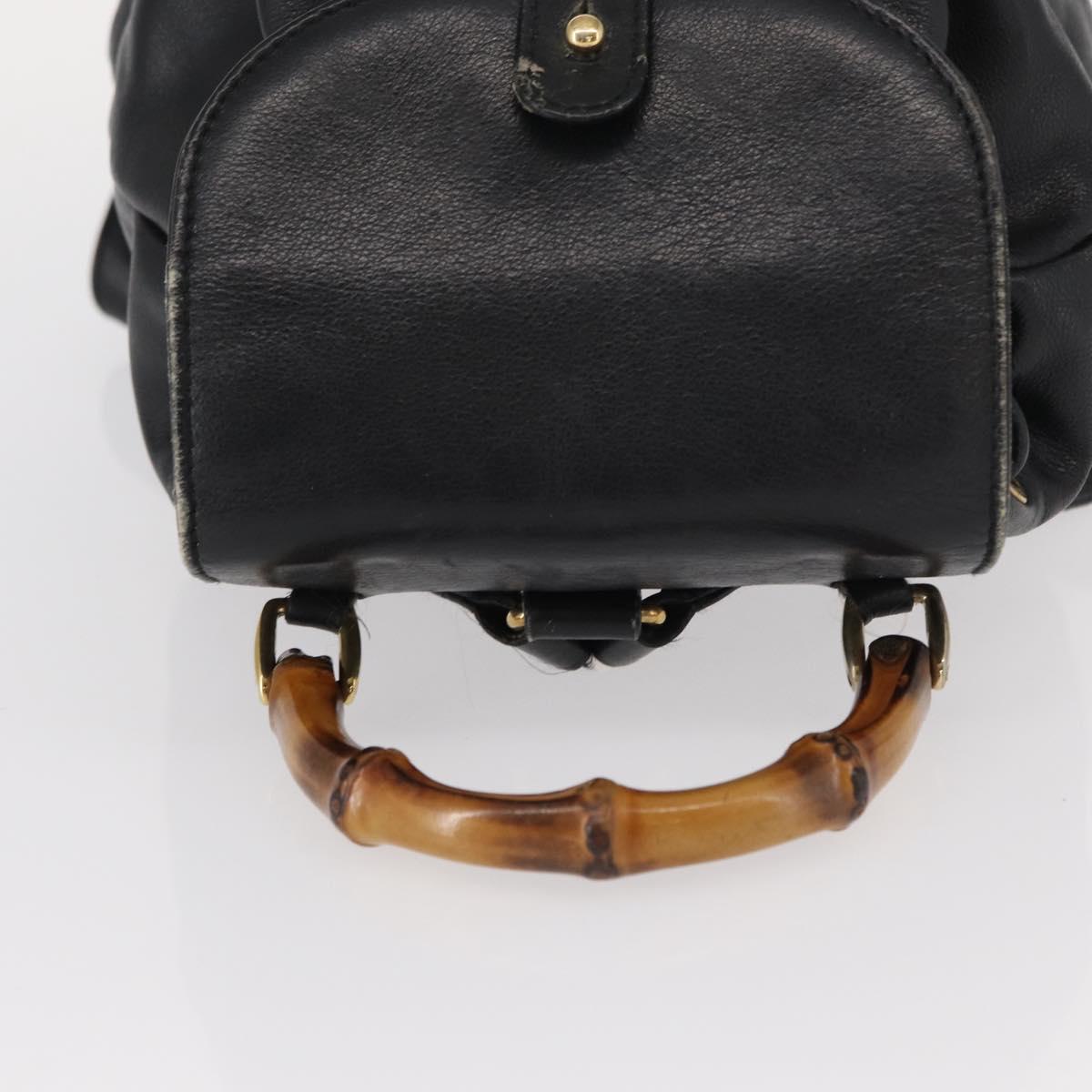 GUCCI Bamboo Backpack Leather Black Gold 003 1705 0030 Auth gh1298A