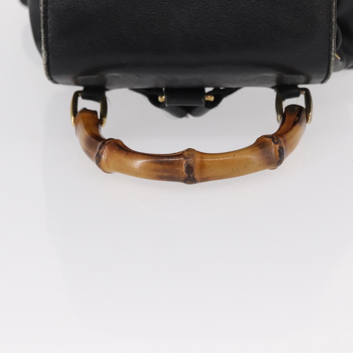 GUCCI Bamboo Backpack Leather Black Gold 003 1705 0030 Auth gh1298