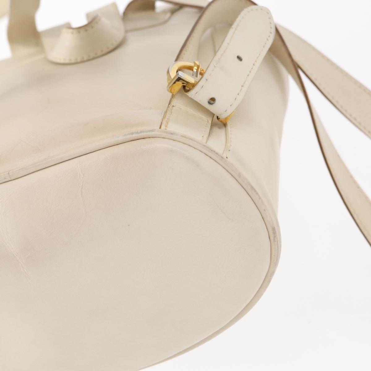 Salvatore Ferragamo Gancini Backpack Leather White Gold Auth gh1299