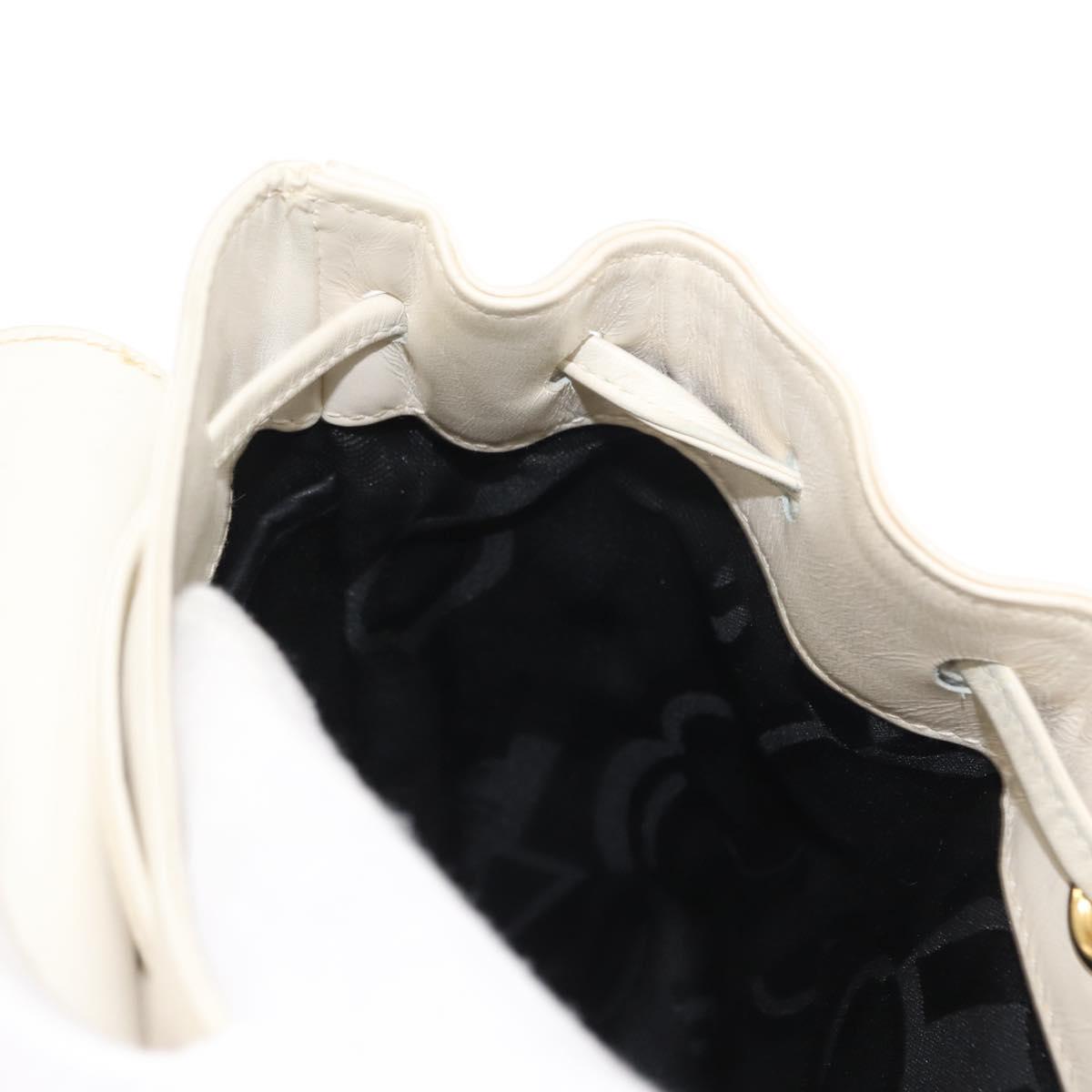 Salvatore Ferragamo Gancini Backpack Leather White Gold Auth gh1299