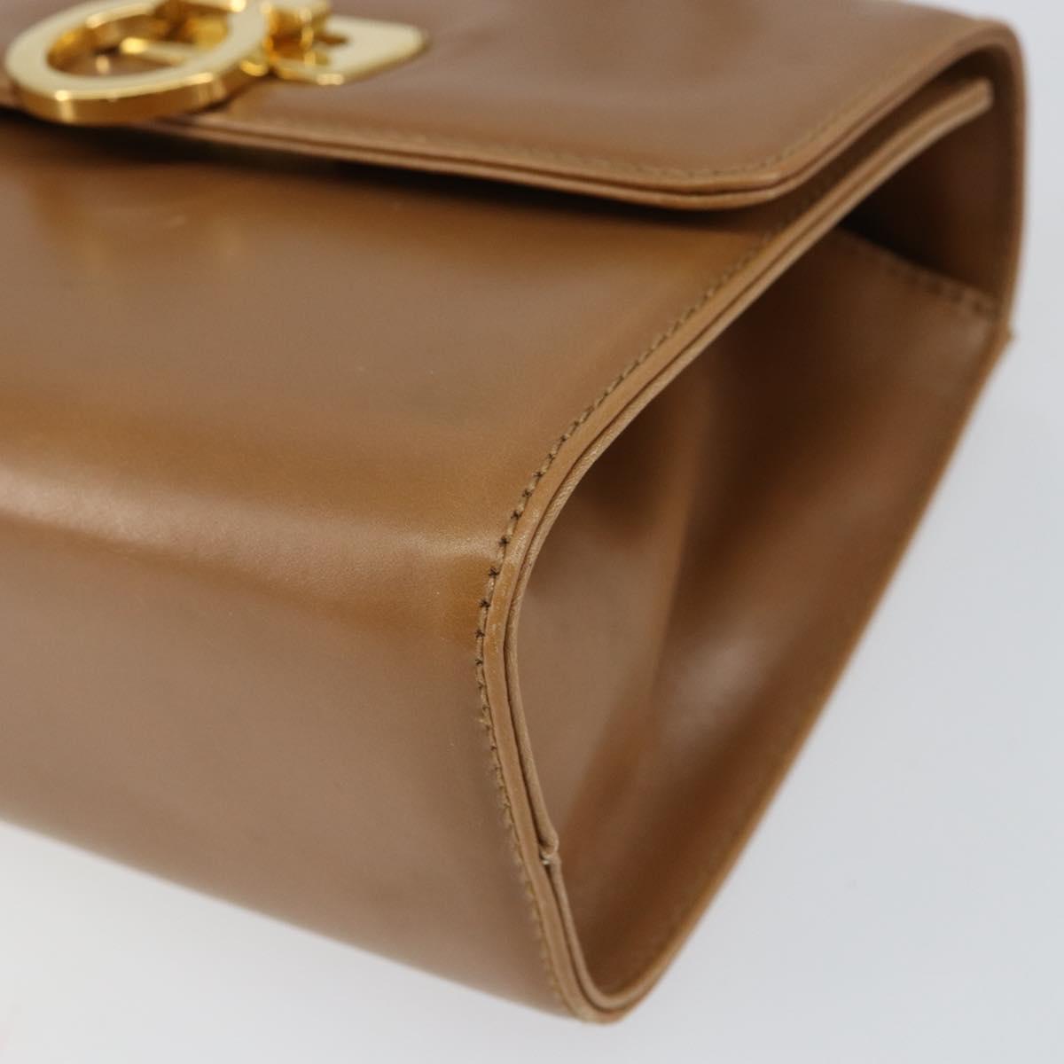 Salvatore Ferragamo Gancini Shoulder Bag Leather Brown Gold Auth gh1300