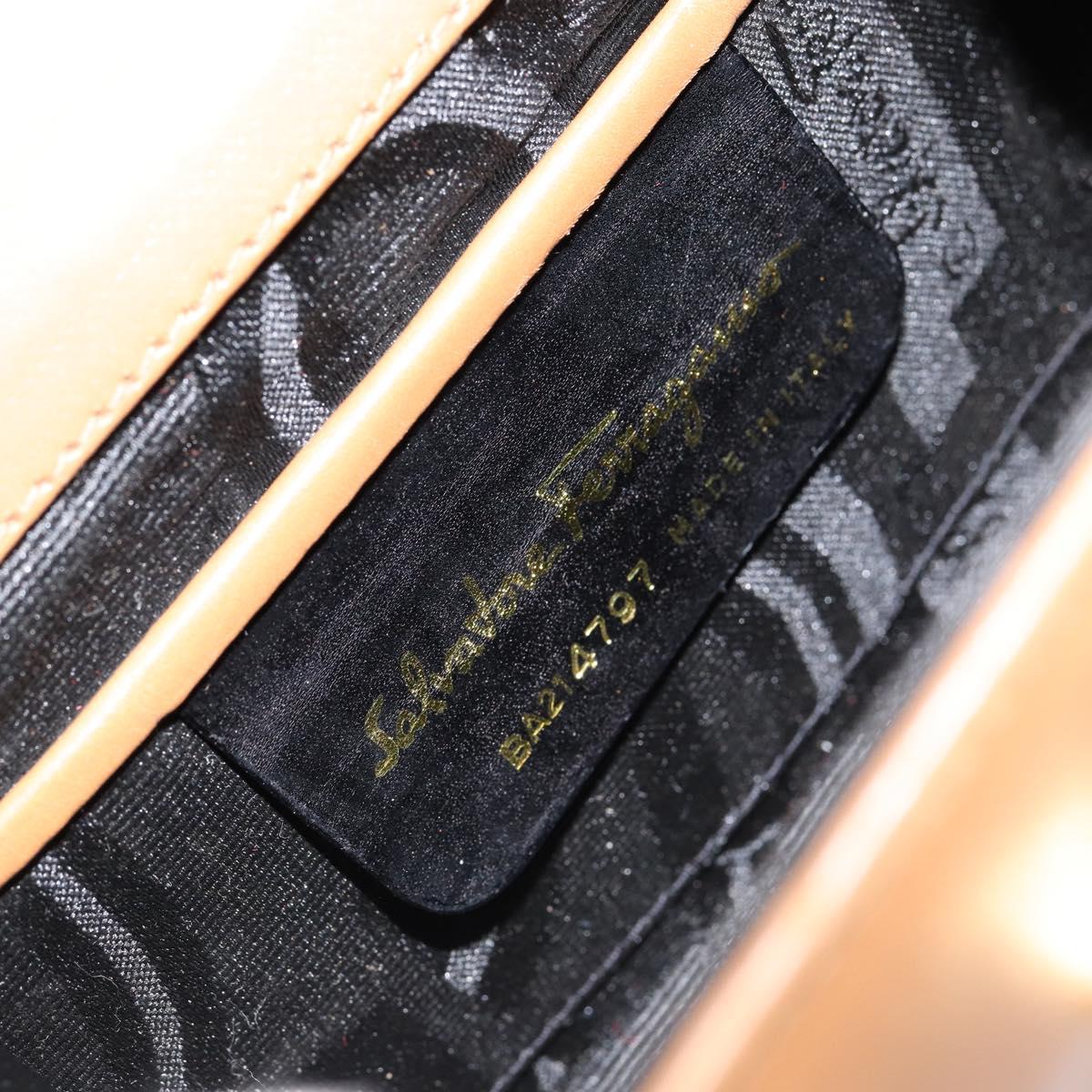 Salvatore Ferragamo Gancini Shoulder Bag Leather Brown Gold Auth gh1300