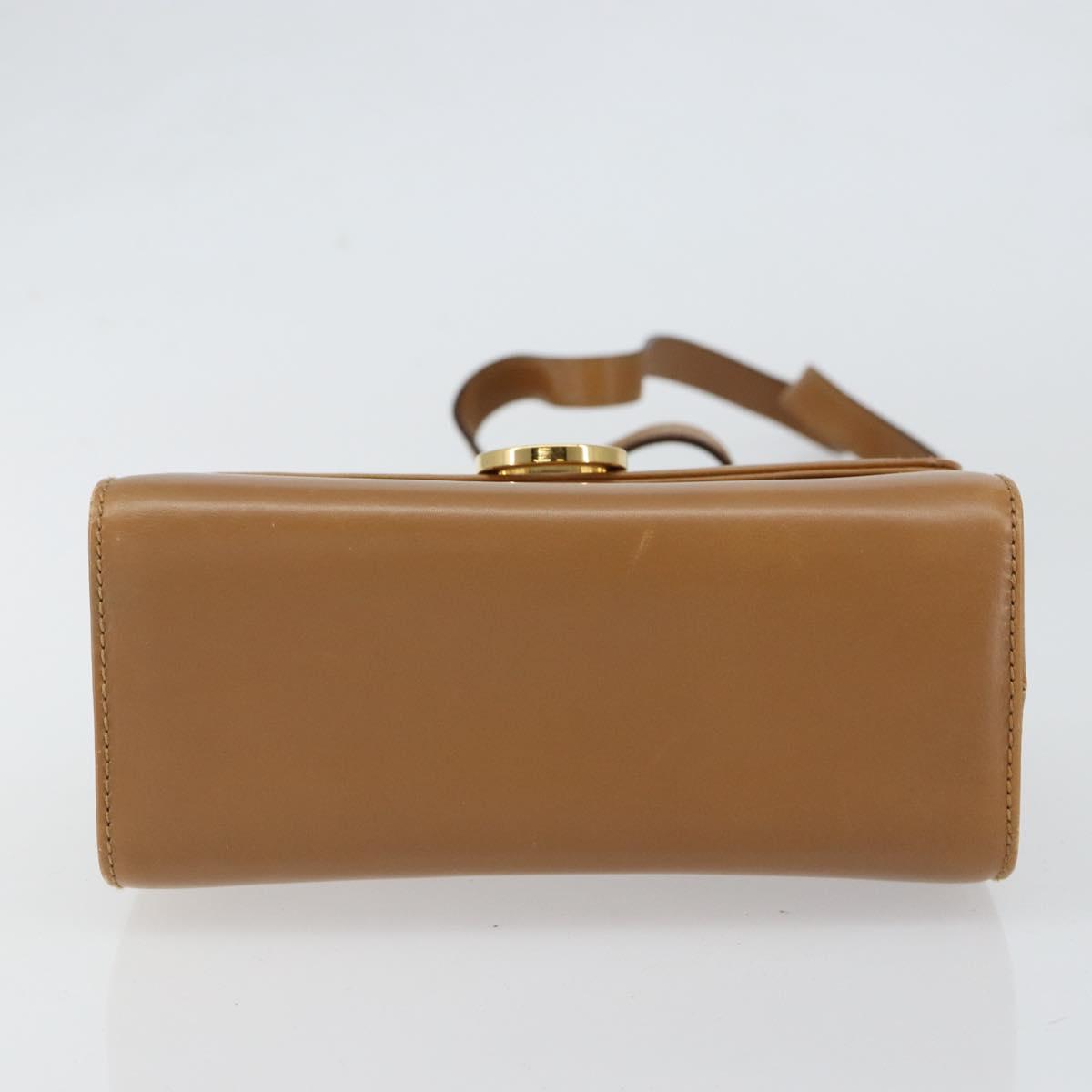 Salvatore Ferragamo Gancini Shoulder Bag Leather Brown Gold Auth gh1300