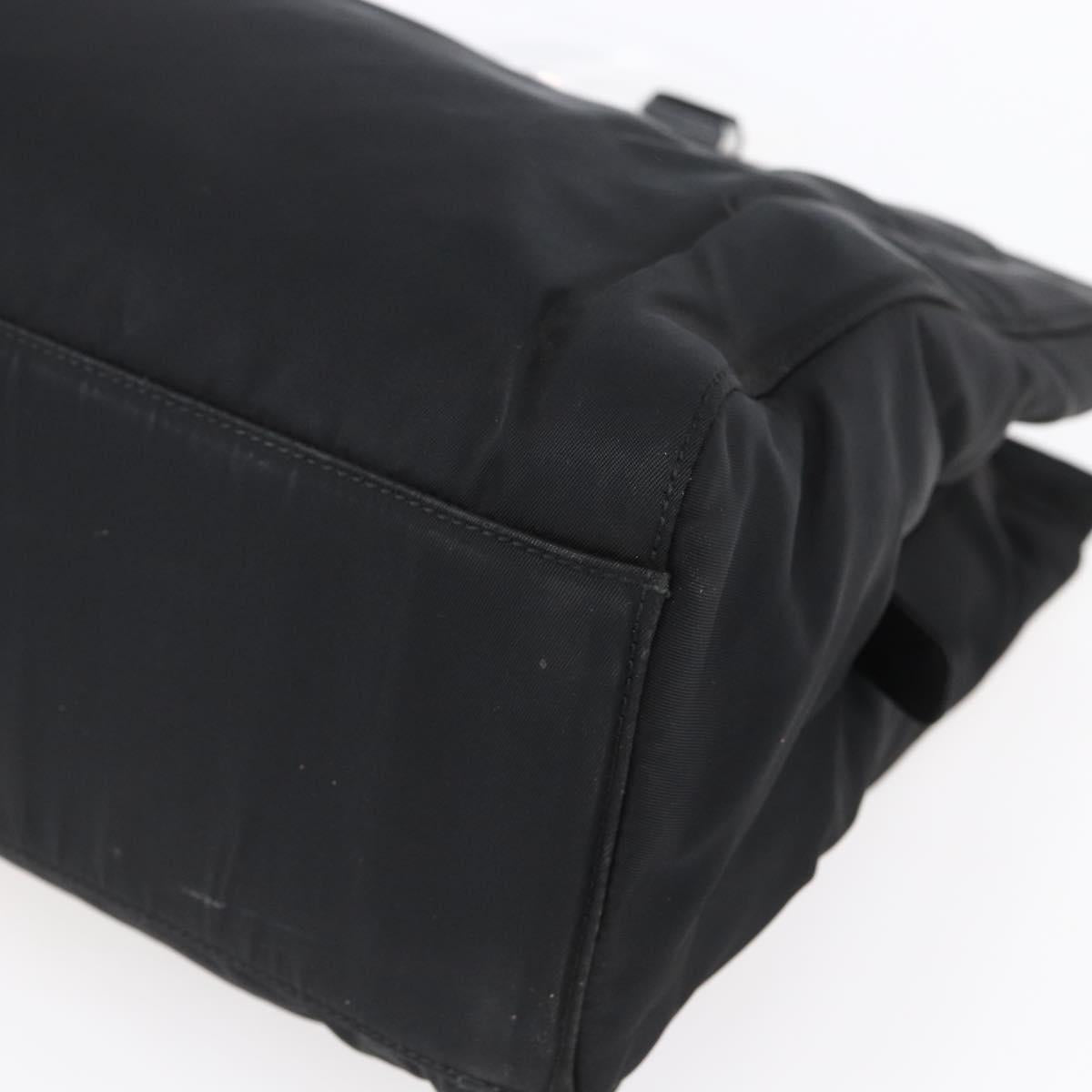 PRADA Hand Bag Nylon Black Silver Auth gh1303