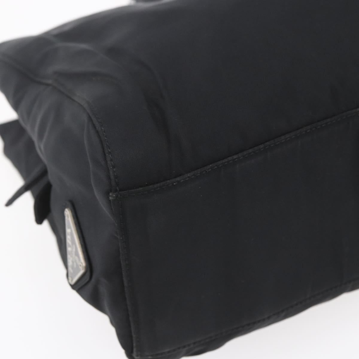 PRADA Hand Bag Nylon Black Silver Auth gh1303