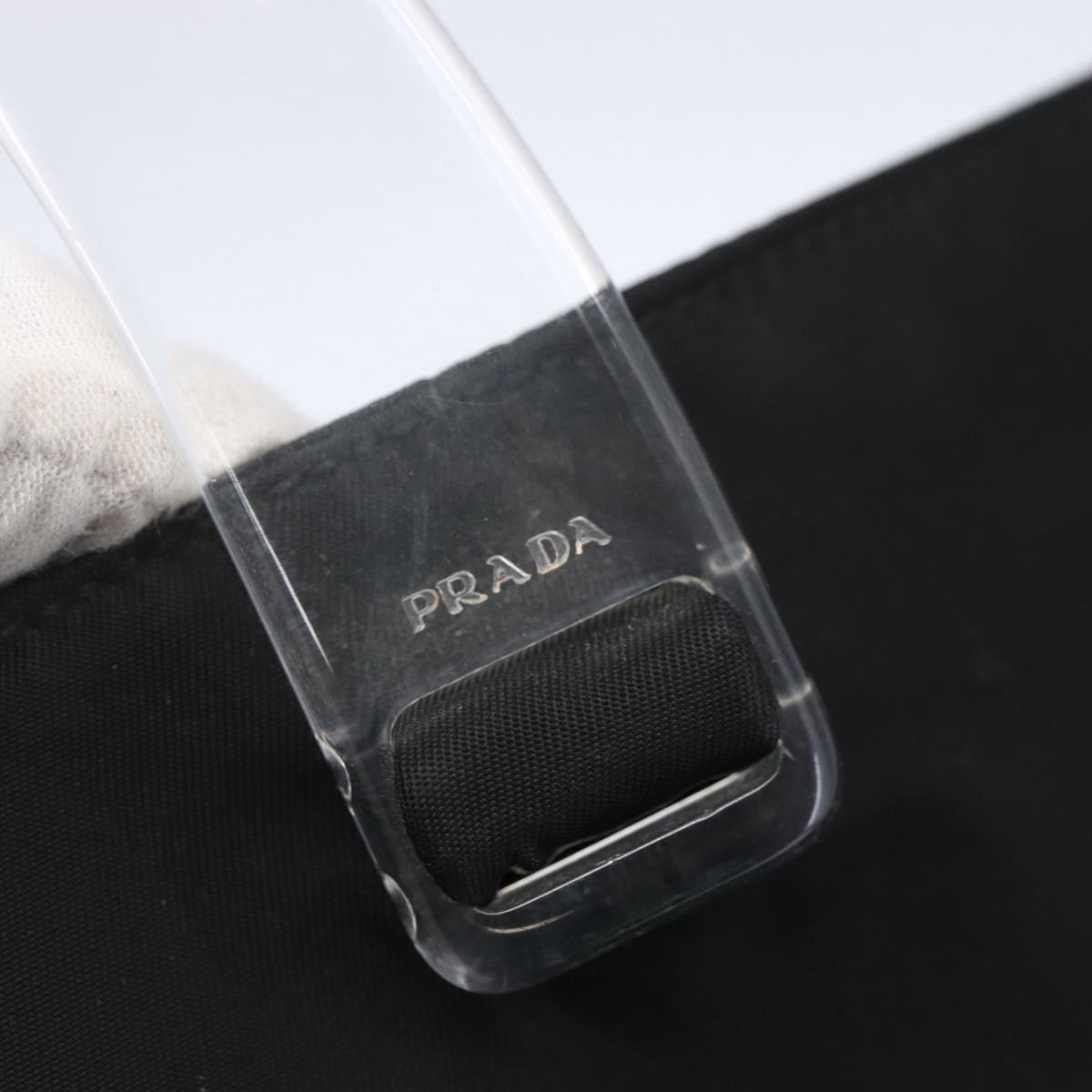 PRADA Hand Bag Nylon Black Silver Auth gh1303