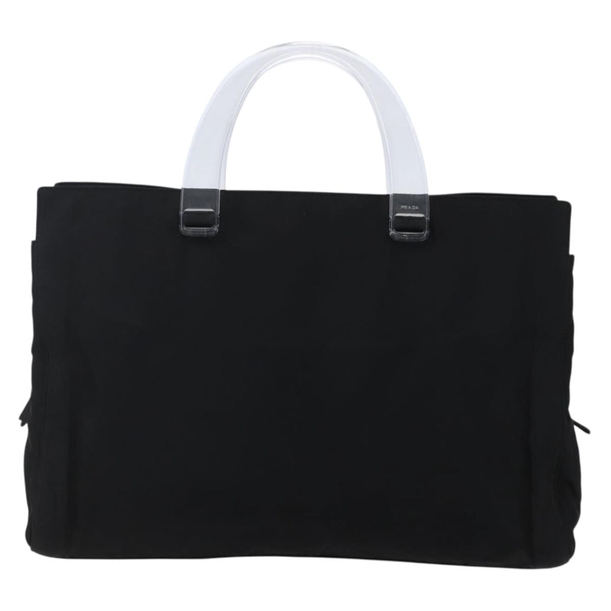 PRADA Hand Bag Nylon Black Silver Auth gh1303