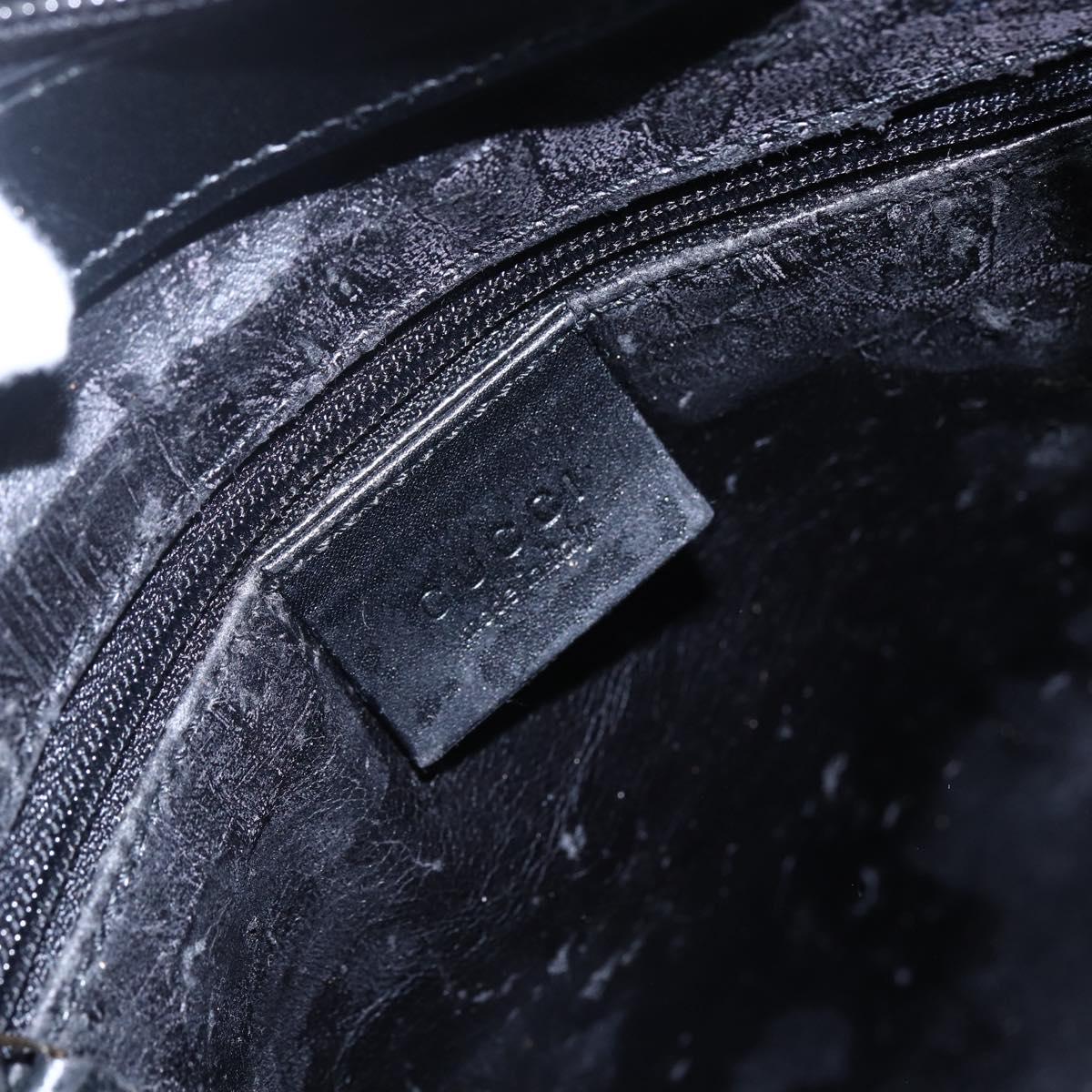 GUCCI Bamboo Shoulder Bag Leather Black Gold 001 3007 Auth gh1309