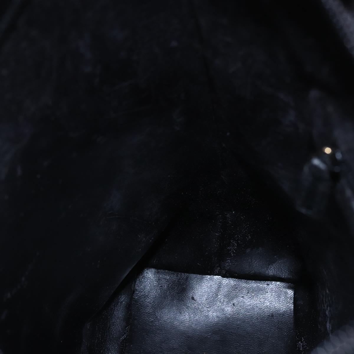 GUCCI Bamboo Shoulder Bag Leather Black Gold 001 3007 Auth gh1309