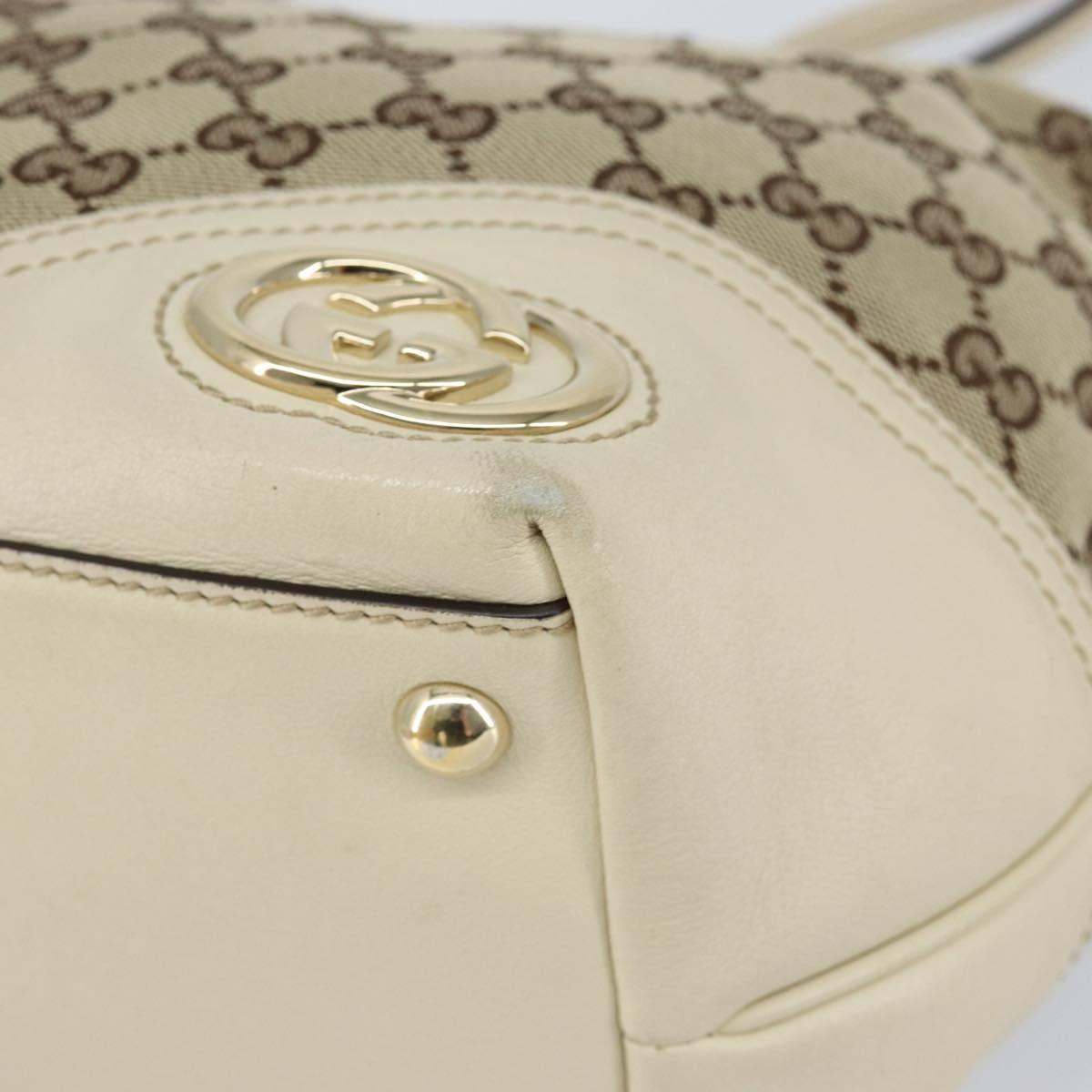 GUCCI GG Canvas Newbrit Tote Bag Beige Gold 169946 Auth gh1314