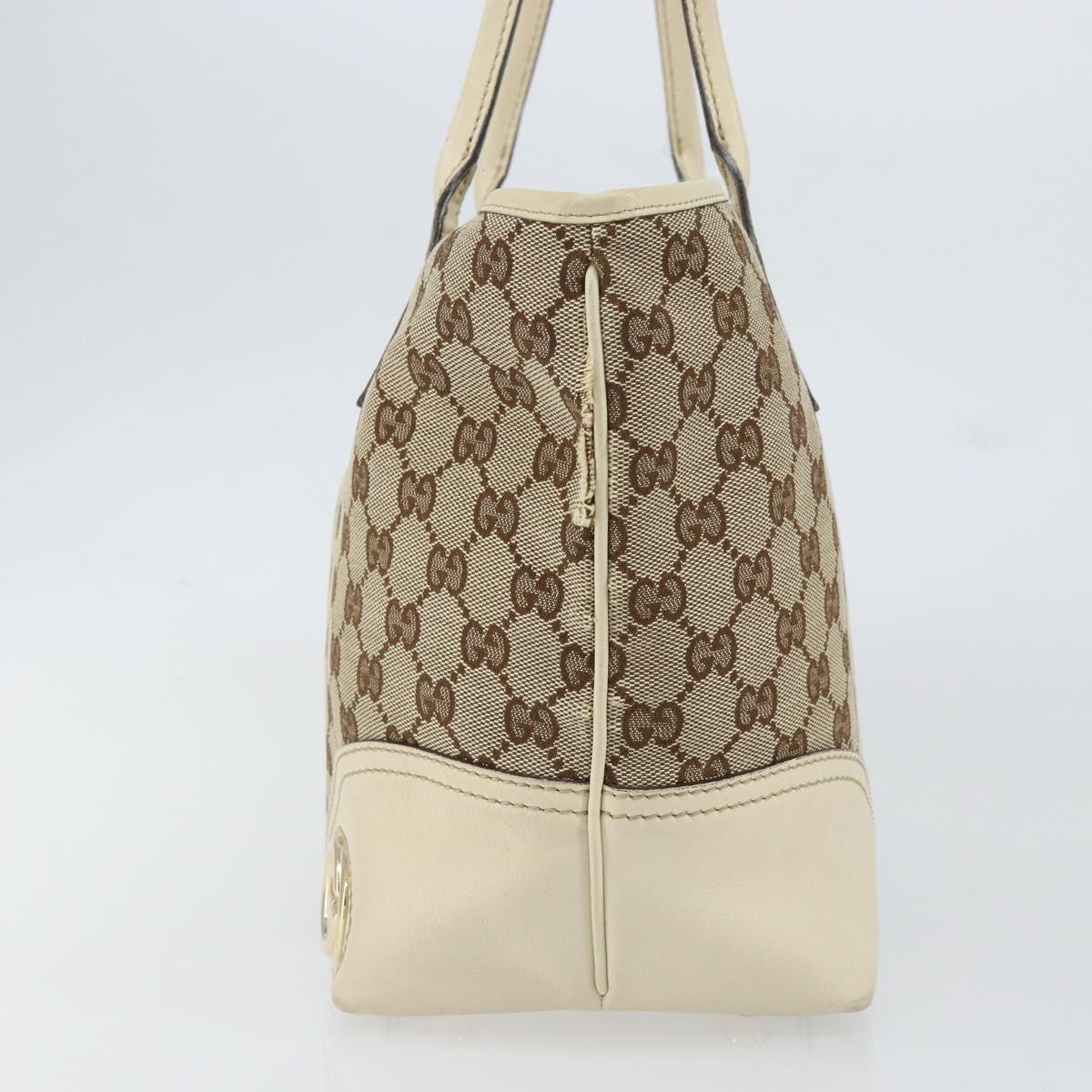 GUCCI GG Canvas Newbrit Tote Bag Beige Gold 169946 Auth gh1314