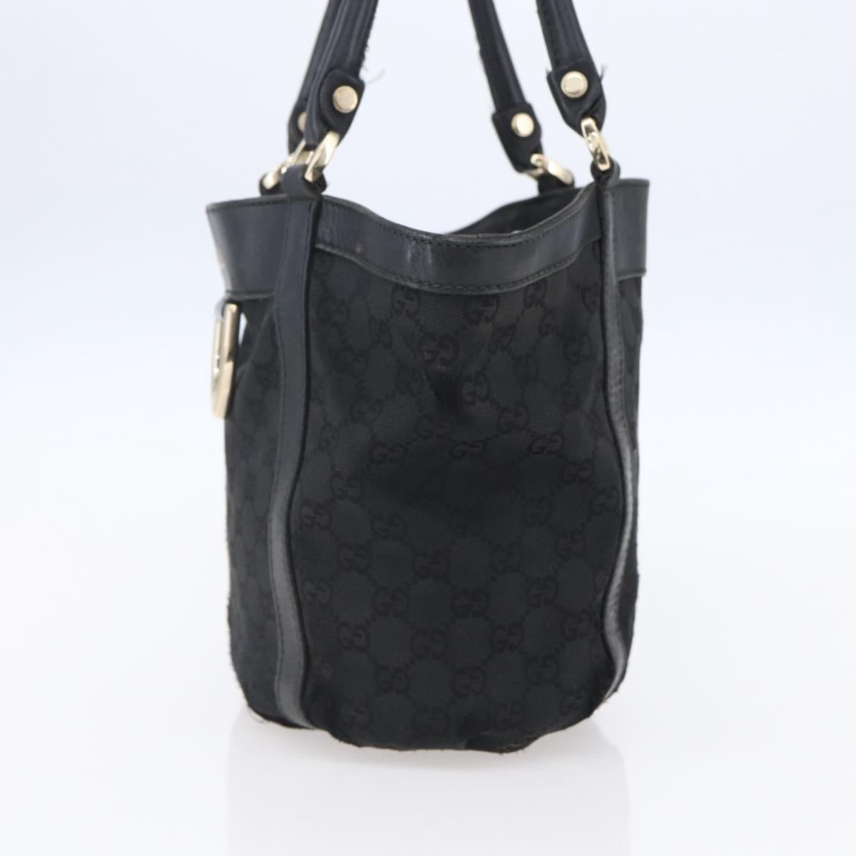GUCCI GG Canvas Abbey Tote Bag Black Gold 211983 Auth gh1315