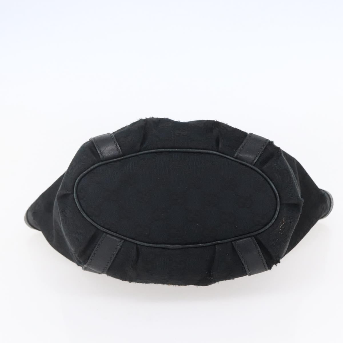 GUCCI GG Canvas Abbey Tote Bag Black Gold 211983 Auth gh1315