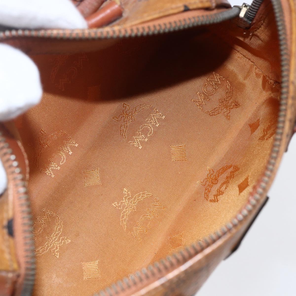 MCM Logogram Vicetos Mini Boston Bag PVC Leather 2way Brown Gold Auth gh1320