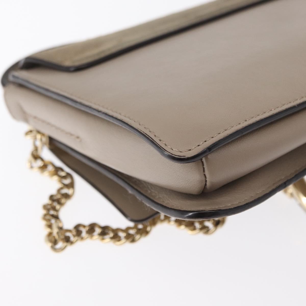 Chloe Fay Shoulder Bag Suede Leather Beige Gold Auth gh1321
